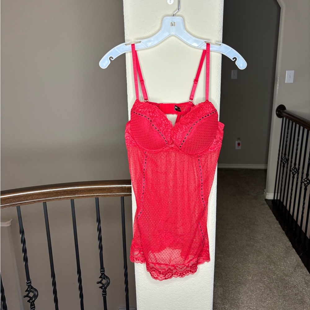 Body Jewels Red Lace Nightie with Adjustable Straps